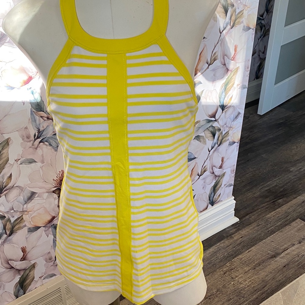 Lululemon Athletica Yellow and White Striped Tank Top